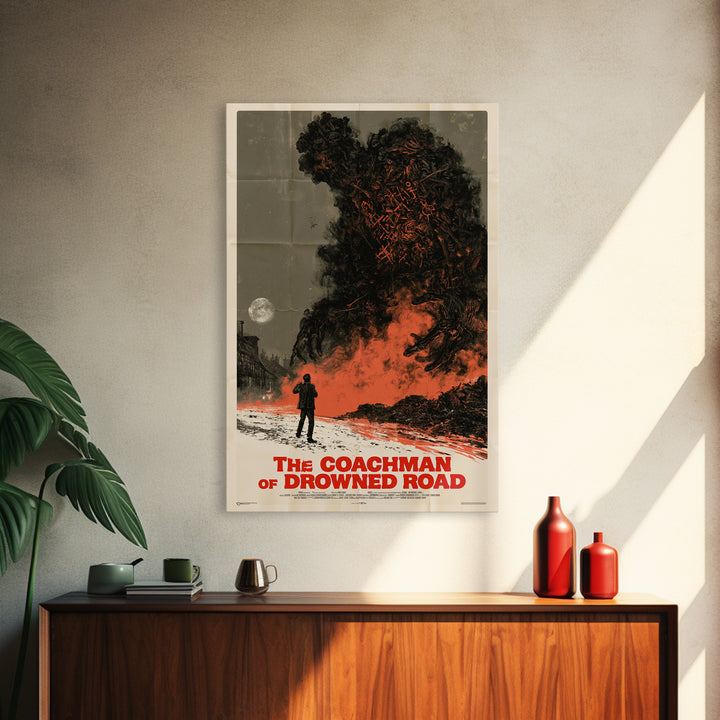The Coachman Of Drowned Road, English Language Horror Movie Poster, Giallo Horror Art, Classic Monster Poster, Canvas Print
