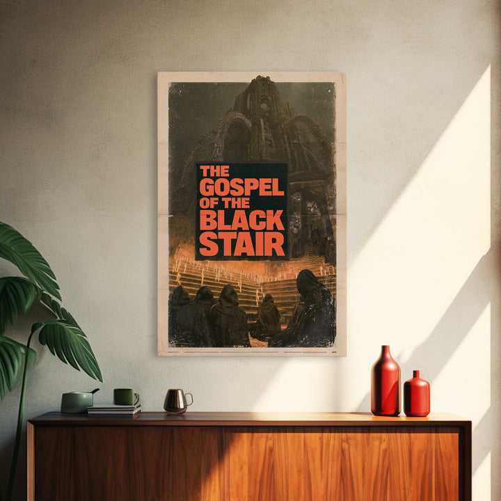 The Gospel Of The Black Stair, English Language Horror Movie Poster, 1970s Horror Art, Retro Horror Movie Art, Canvas Print