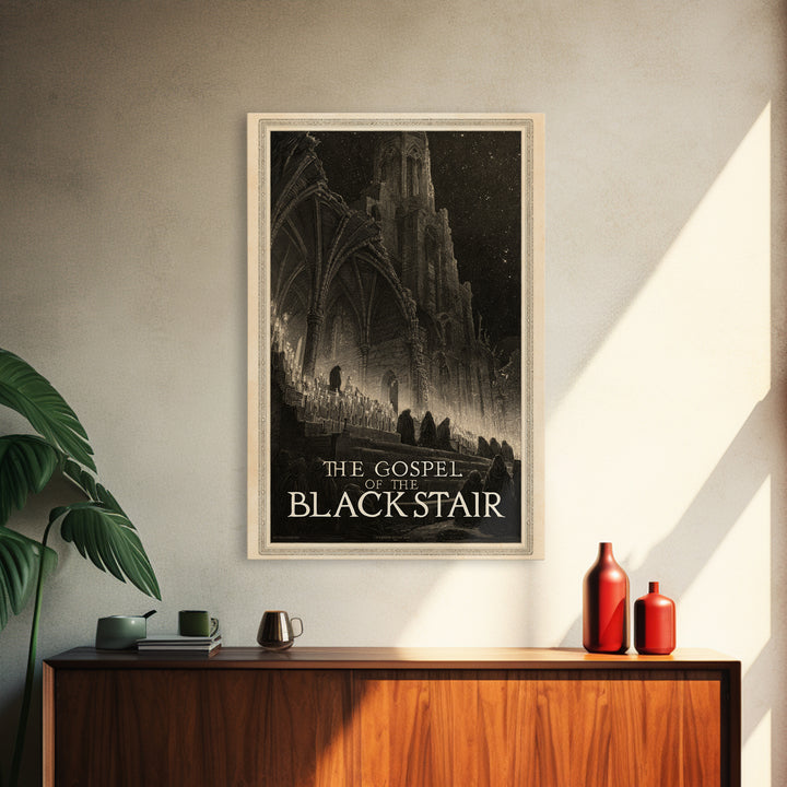 The Gospel Of The Black Stair, English Language Horror Movie Poster, Gothic Engraving Art, Gothic Cinema Wall Art, Canvas Print