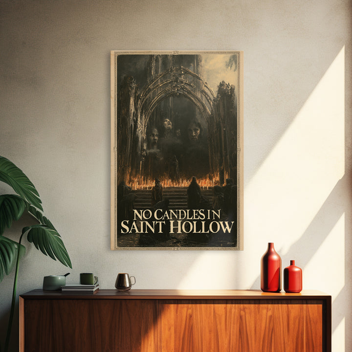 No Candles In Saint Hollow, English Language Horror Movie Poster, Dark Romantic Horror Art, Classic Monster Poster, Canvas Print