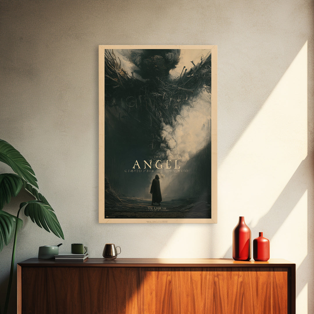 The Angel Carved From Gallows Wood, English Language Horror Movie Poster, Gothic Nightmare Art, Classic Monster Poster, Canvas Print