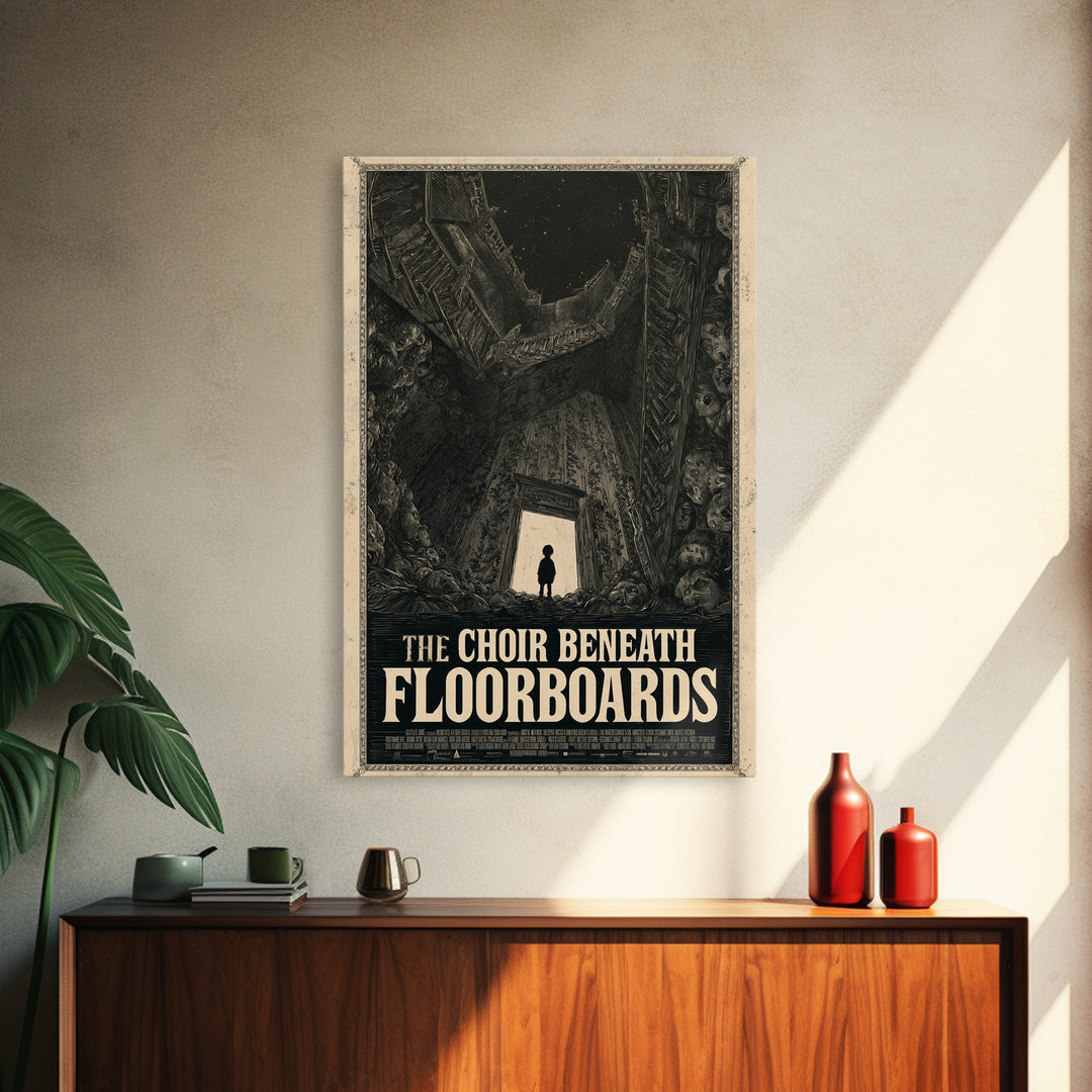 The Choir Beneath The Floorboards, English Language Horror Movie Poster, Gothic Engraving Art, Retro Horror Movie Art, Dark Fantasy Art