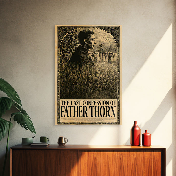 The Last Confession Of Father Thorn, English Language Horror Movie Poster, Decadent Line Art, Gothic Cinema Wall Art