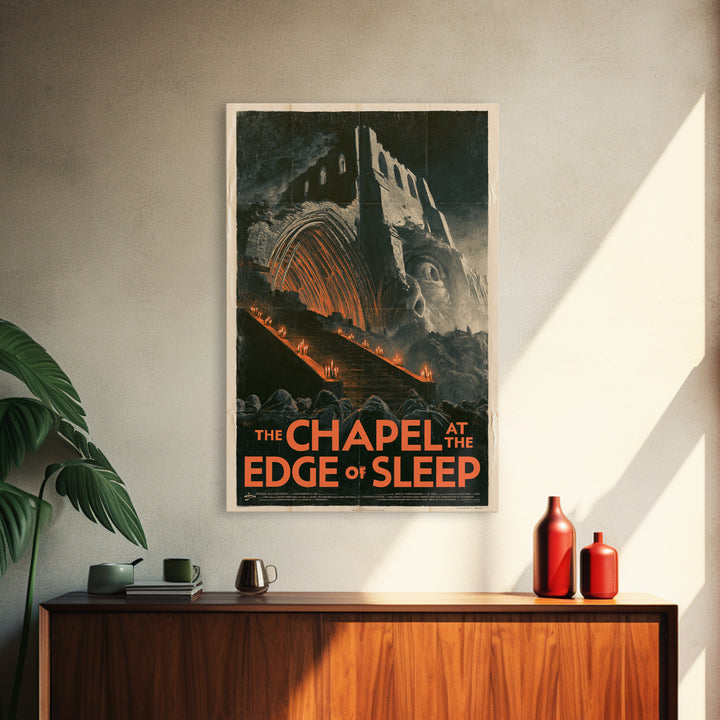 The Chapel At The Edge Of Sleep, English Language Horror Movie Poster, 1930s Horror Art, Retro Horror Movie Art, Canvas Print