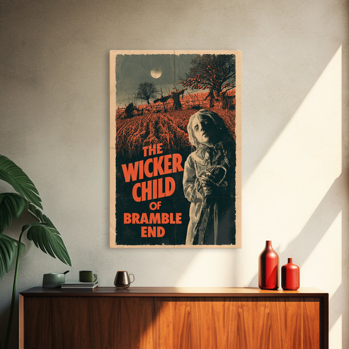 The Wicker Child Of Bramble End, English Language Horror Movie Poster, 1970s Horror Art, Gothic Cinema Wall Art, Framed Canvas Print