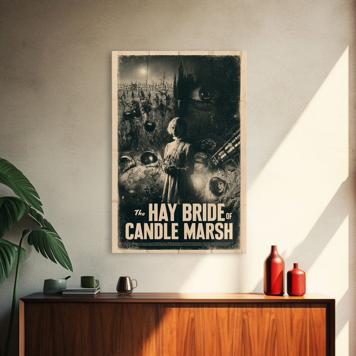 The Hay Bride Of Candle Marsh, English Language Horror Movie Poster, 1930s Horror Art, Cult Horror Poster, Framed Canvas Print