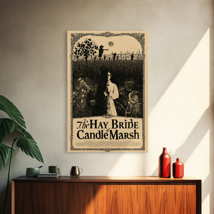 The Hay Bride Of Candle Marsh, English Language Horror Movie Poster, Decadent Line Art, Classic Monster Poster