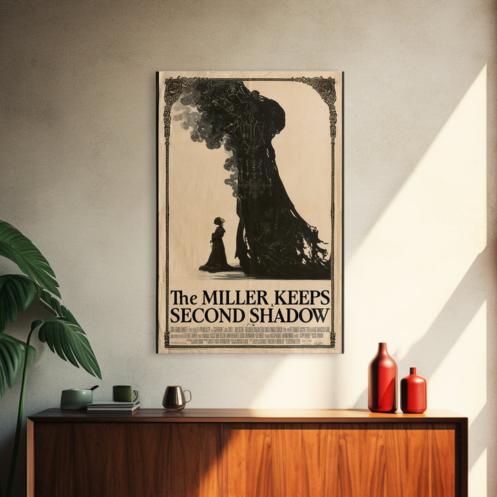 The Miller Keeps A Second Shadow, English Language Horror Movie Poster, Decadent Line Art, Classic Monster Poster, Canvas Print
