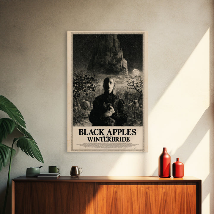 Black Apples For The Winter Bride, English Language Horror Movie Poster, Gothic Engraving Art, Retro Horror Movie Art