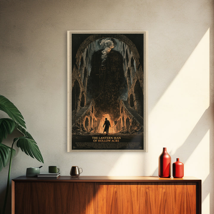 The Lantern Man Of Hollow Acre, English Language Horror Movie Poster, Architectural Etching Art, Classic Monster Poster