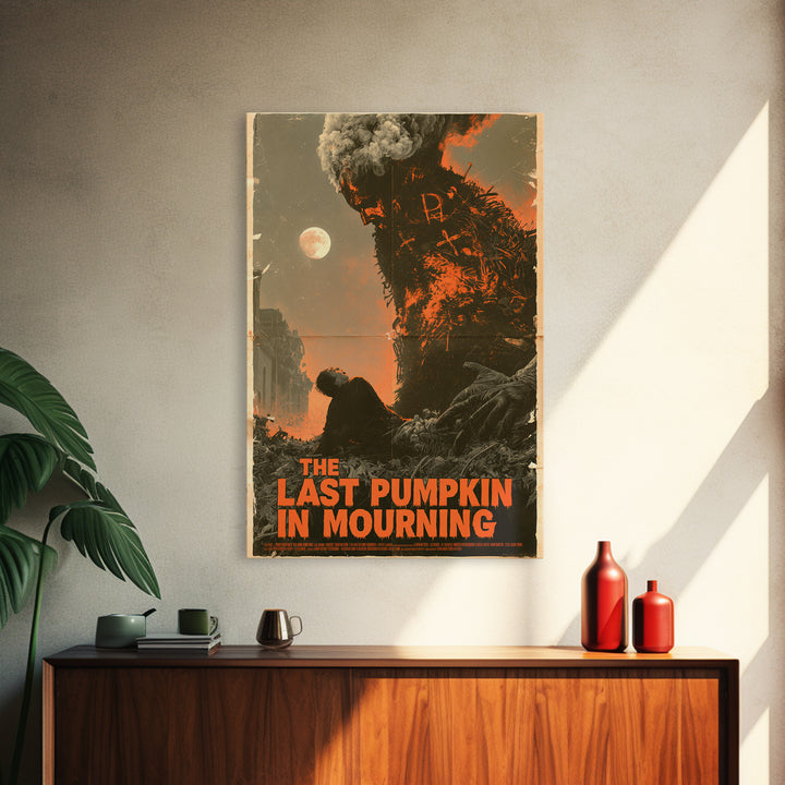 The Last Pumpkin In Mourning, English Language Horror Movie Poster, Giallo Horror Art, Gothic Cinema Wall Art, Framed Canvas Print