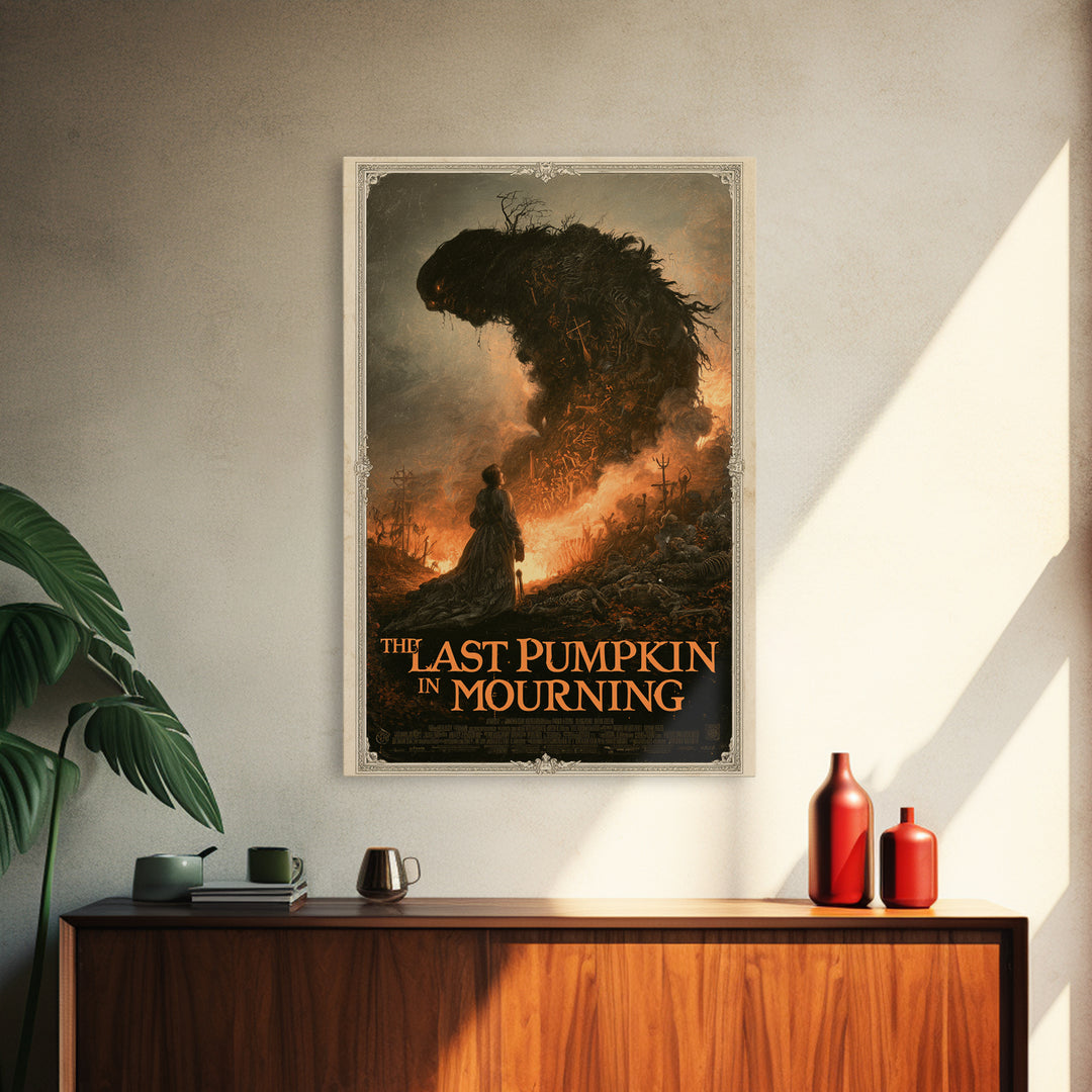 The Last Pumpkin In Mourning, English Language Horror Movie Poster, Gothic Nightmare Art, Gothic Cinema Wall Art, Canvas Print