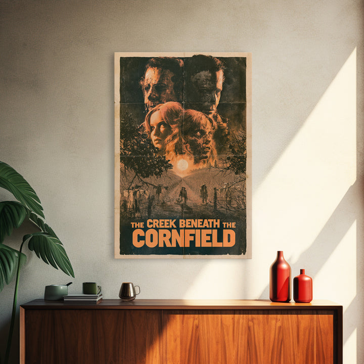 The Creek Beneath The Cornfield, English Language Horror Movie Poster, 1970s Horror Art, Gothic Cinema Wall Art, Canvas Print