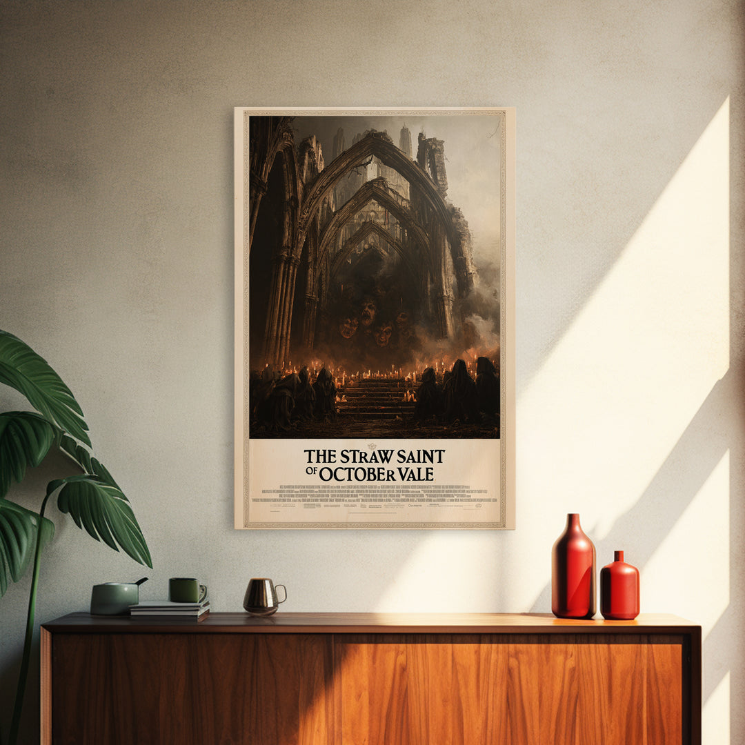 The Straw Saint Of October Vale, English Language Horror Movie Poster, Dark Romantic Horror Art, Cult Horror Poster, Canvas Print