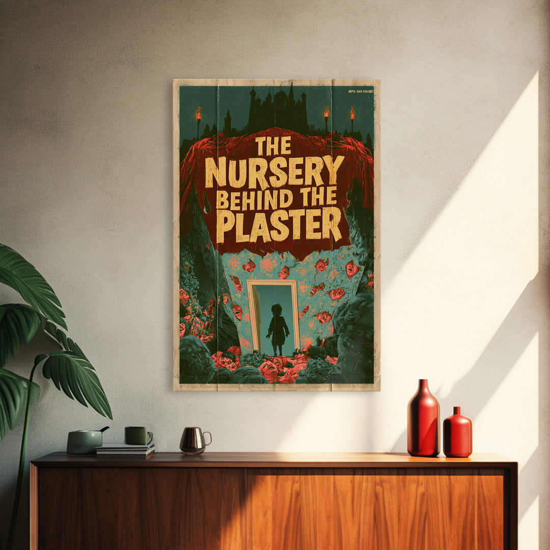 The Nursery Behind The Plaster, English Language Horror Movie Poster, 1960s Horror Art, Cult Horror Poster, Framed Canvas Print