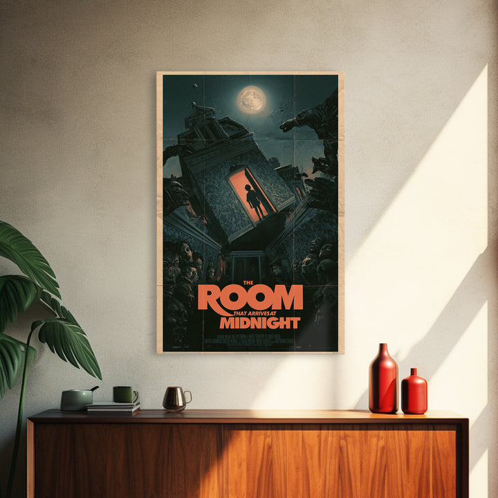 The Room That Arrives At Midnight, English Language Horror Movie Poster, Giallo Horror Art, Retro Horror Movie Art, Canvas Print