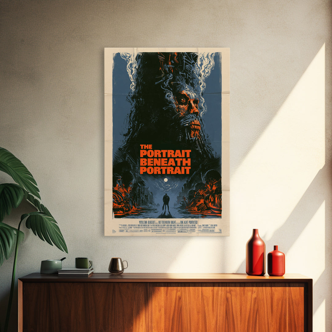 The Portrait Beneath The Portrait, English Language Horror Movie Poster, Giallo Horror Art, Classic Monster Poster, Canvas Print