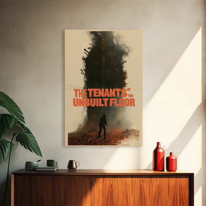 The Tenants Of The Unbuilt Floor, English Language Horror Movie Poster, 1970s Horror Art, Cult Horror Poster, Framed Canvas Print