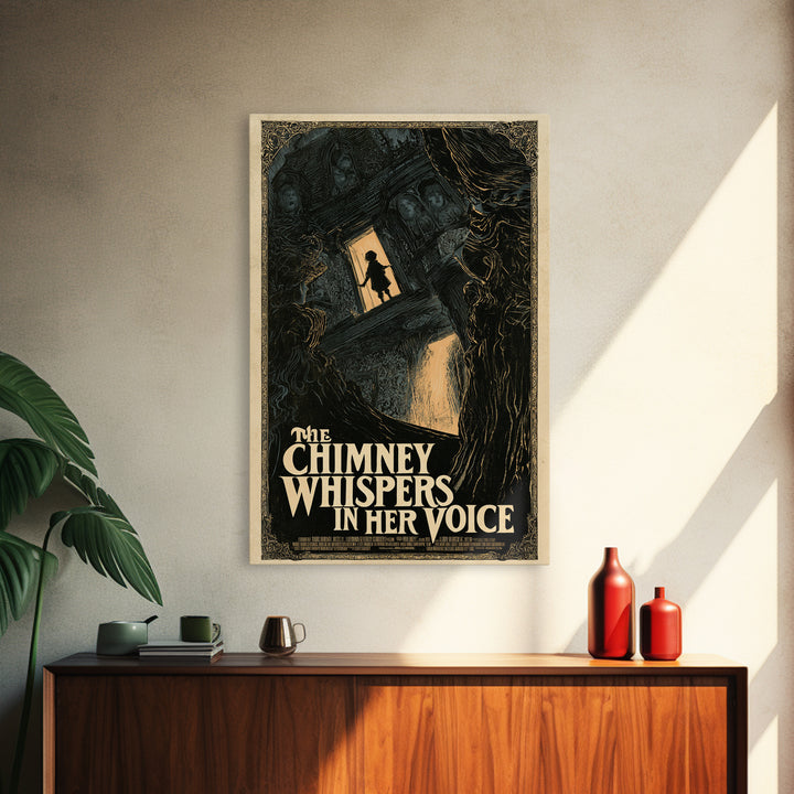 The Chimney Whispers In Her Voice, English Language Horror Movie Poster, Decadent Line Art, Gothic Cinema Wall Art, Canvas Print