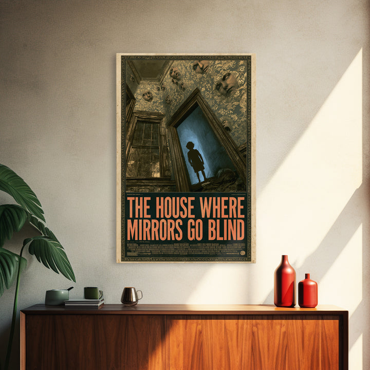 The House Where Mirrors Go Blind, English Language Horror Movie Poster, Gothic Nightmare Art, Gothic Cinema Wall Art, Horror Wall Decor