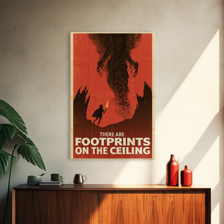There Are Footprints On The Ceiling, English Language Horror Movie Poster, 1960s Horror Art, Cult Horror Poster, Framed Canvas Print