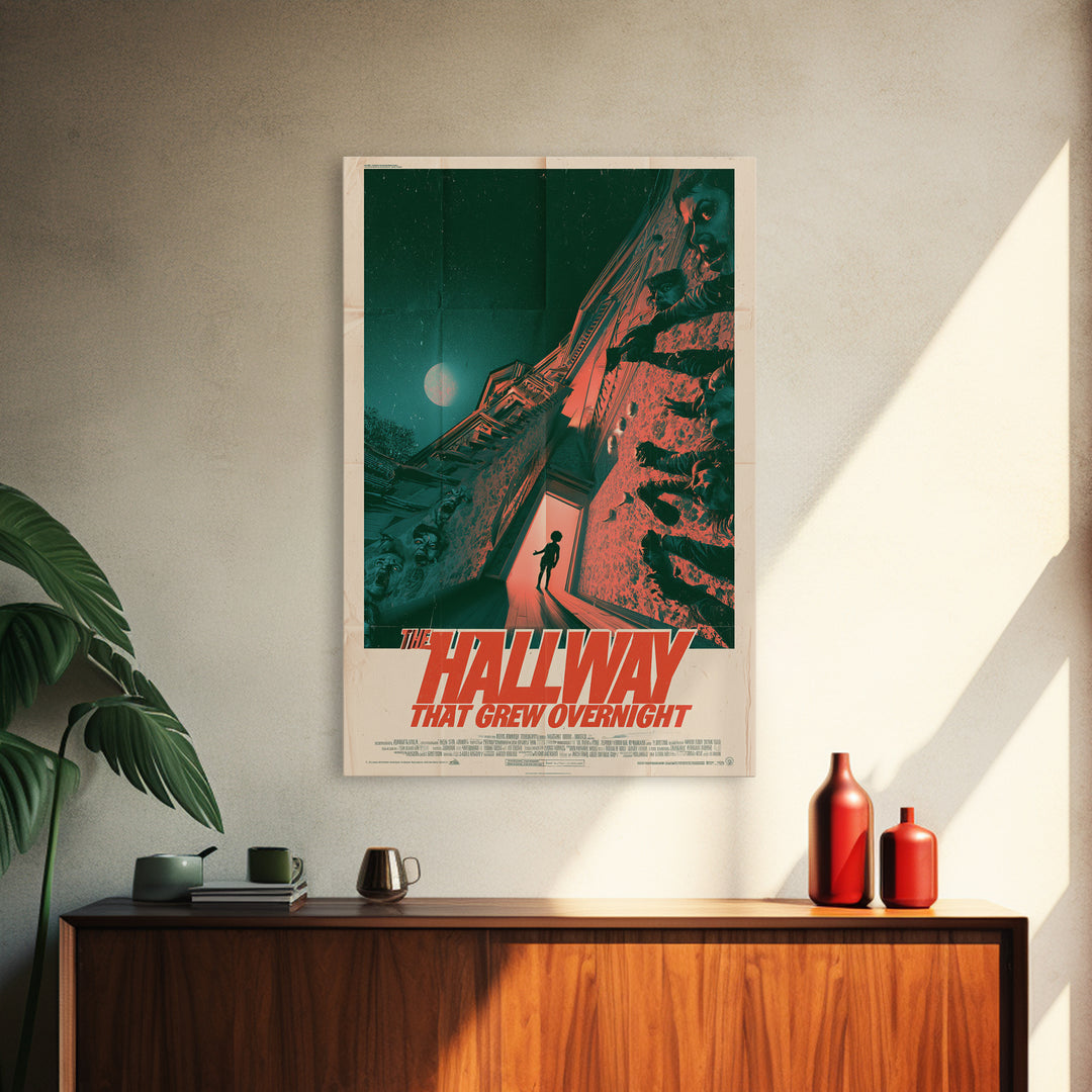 The Hallway That Grew Overnight, English Language Horror Movie Poster, Giallo Horror Art, Cult Horror Poster, Framed Canvas Print