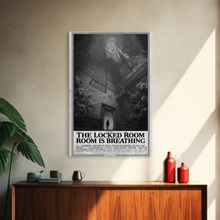 The Locked Room Is Breathing, English Language Horror Movie Poster, Gothic Engraving Art, Cult Horror Poster, Framed Canvas Print