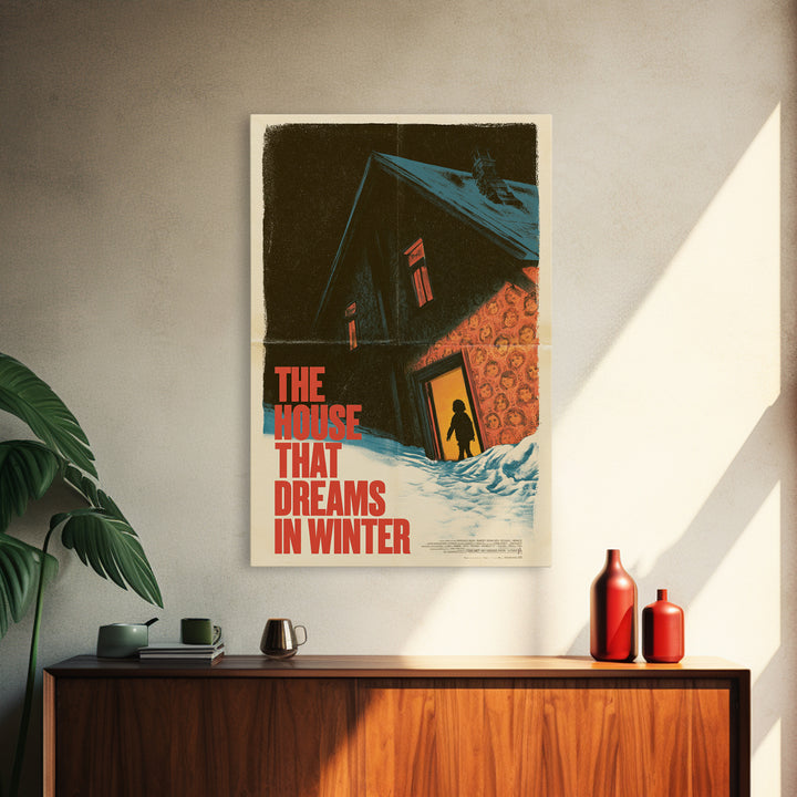 The House That Dreams In Winter, English Language Horror Movie Poster, 1970s Horror Art, Retro Horror Movie Art, Framed Canvas Print