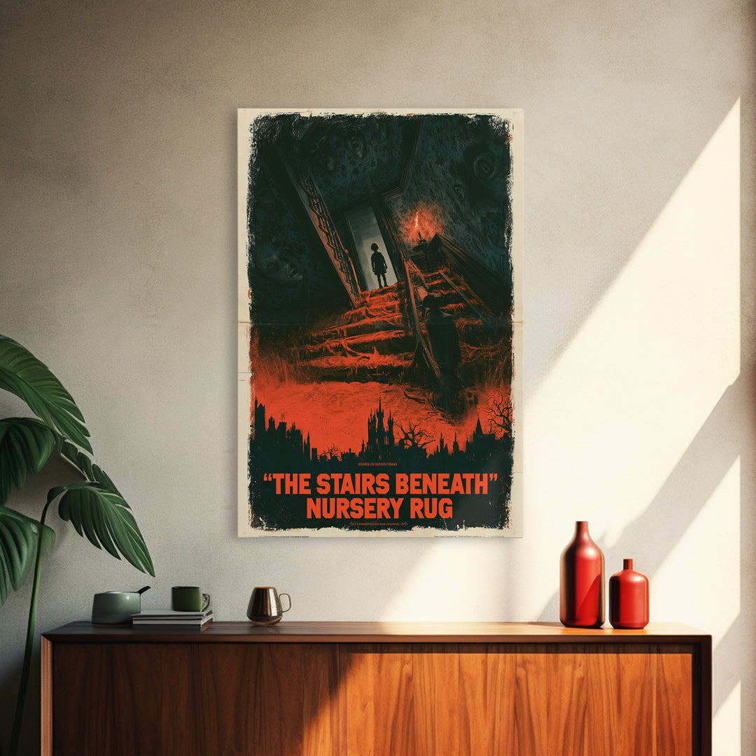 The Stairs Beneath The Nursery Rug, English Language Horror Movie Poster, 1960s Horror Art, Gothic Cinema Wall Art, Canvas Print