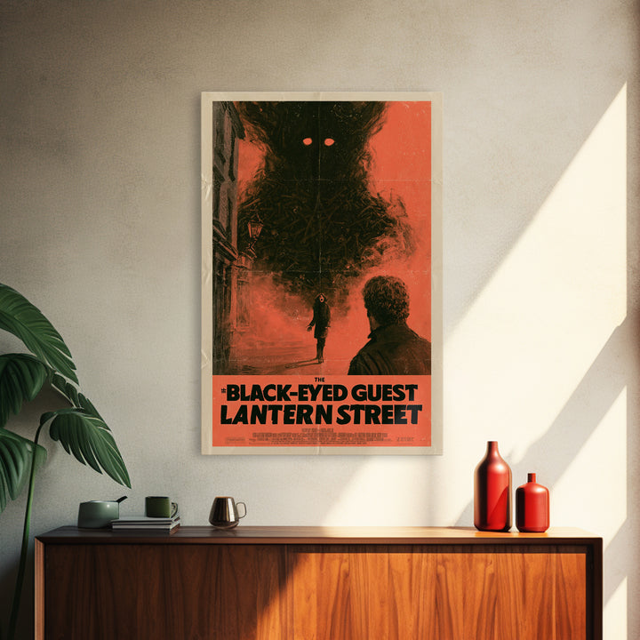The Black-Eyed Guest Of Lantern Street, English Language Horror Movie Poster, 1970s Horror Art, Cult Horror Poster, Canvas Print