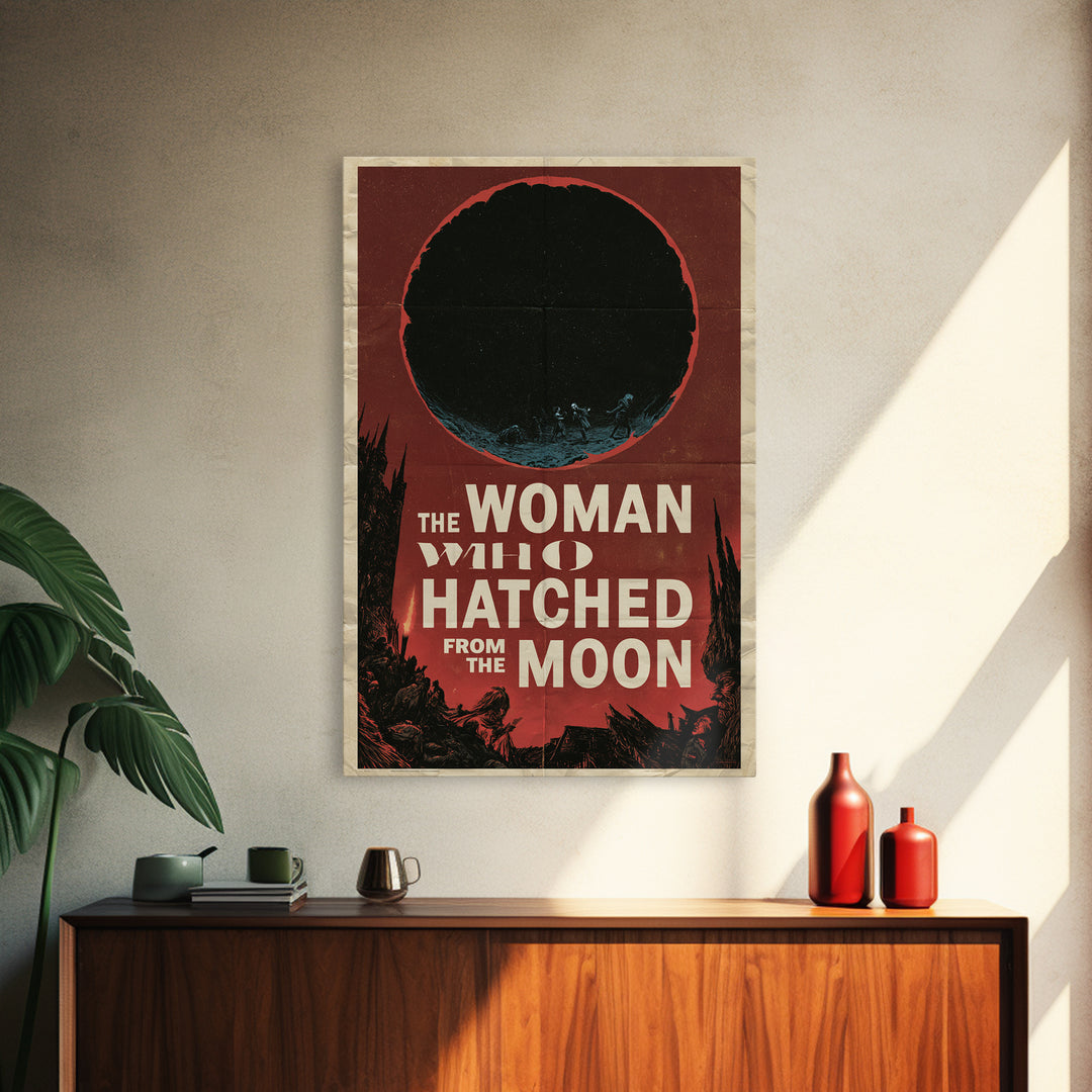 The Woman Who Hatched From The Moon, English Language Horror Movie Poster, 1960s Horror Art, Cult Horror Poster, Canvas Print