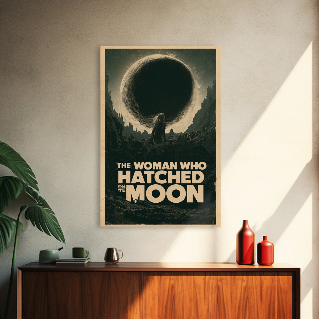The Woman Who Hatched From The Moon, English Language Horror Movie Poster, Architectural Etching Art, Classic Monster Poster
