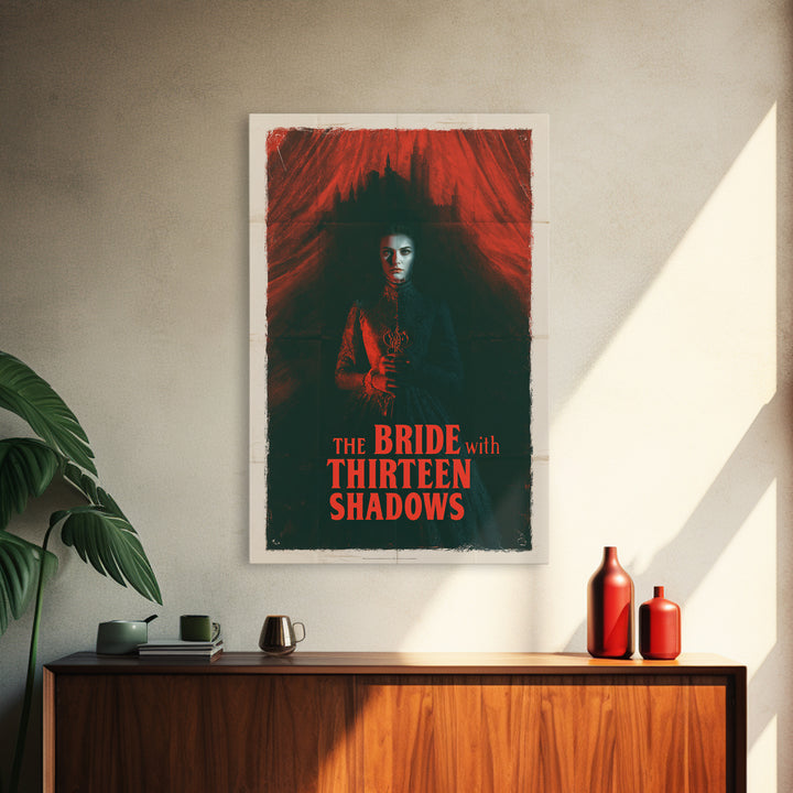 The Bride With Thirteen Shadows, English Language Horror Movie Poster, 1960s Horror Art, Retro Horror Movie Art, Framed Canvas Print