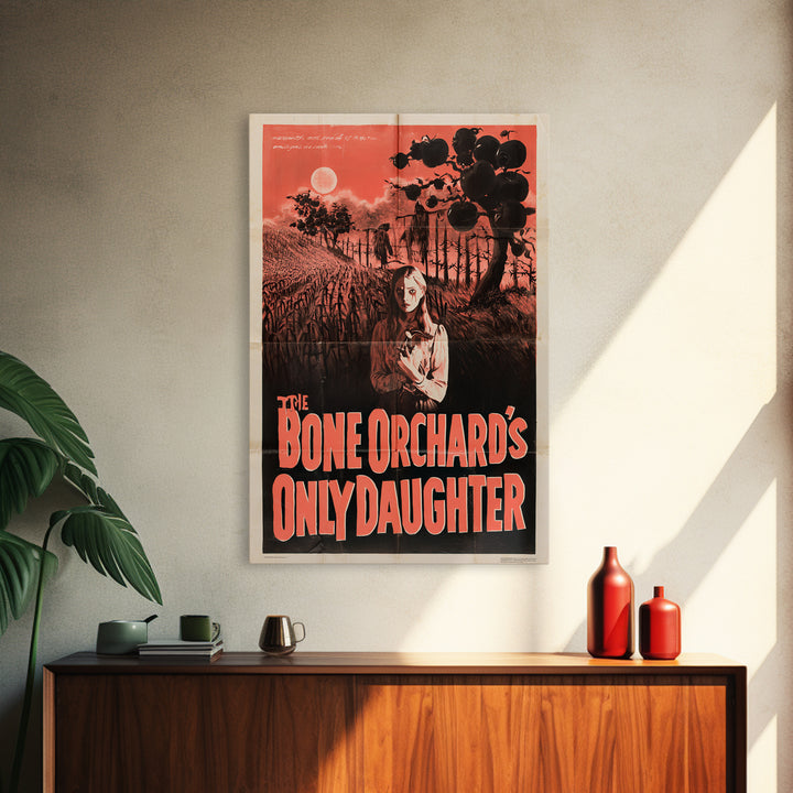 The Bone Orchard'S Only Daughter, English Language Horror Movie Poster, 1950s Creature-Feature One-Sheet Inspired Art, Framed Canvas Print
