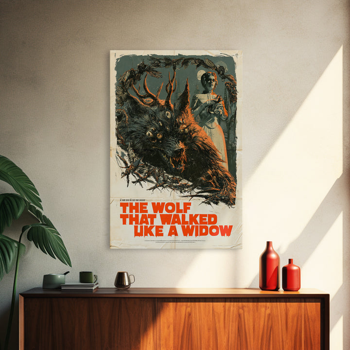 The Wolf That Walked Like A Widow, English Language Horror Movie Poster, Giallo Horror Art, Cult Horror Poster, Canvas Print