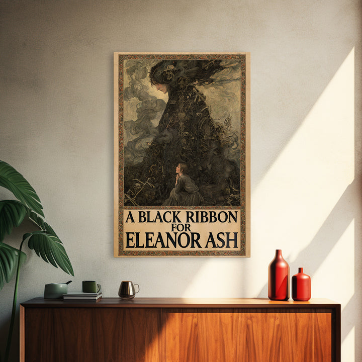 A Black Ribbon For Eleanor Ash, English Language Horror Movie Poster, Stained Glass Gothic Art, Classic Monster Poster, Canvas Print