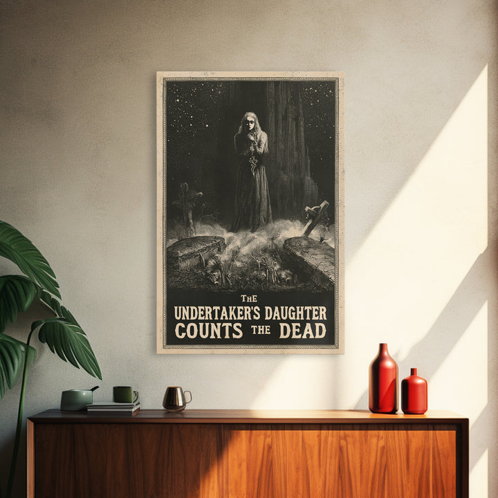 The Undertaker'S Daughter Counts The Dead, English Language Horror Movie Poster, Gothic Engraving Art, Gothic Cinema Wall Art