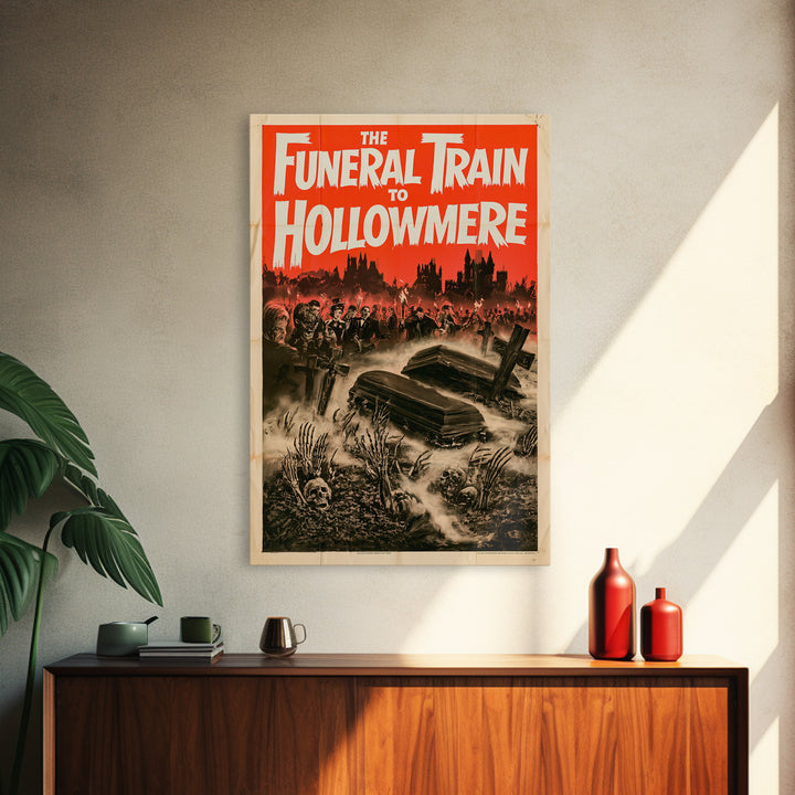 The Funeral Train To Hollowmere, English Language Horror Movie Poster, 1960s Horror Art, Retro Horror Movie Art, Canvas Print