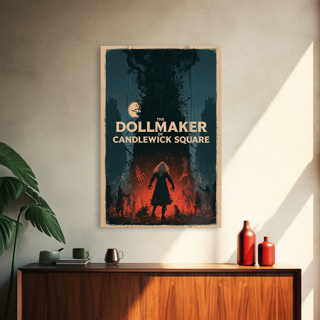 The Dollmaker Of Candlewick Square, English Language Horror Movie Poster, Giallo Horror Art, Classic Monster Poster, Canvas Print