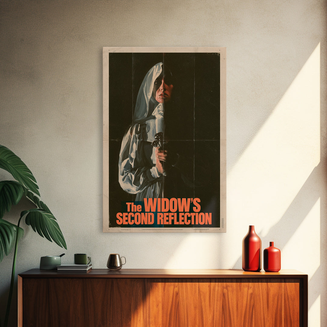 The Widow'S Second Reflection, English Language Horror Movie Poster, 1970s Horror Art, Classic Monster Poster, Canvas Print