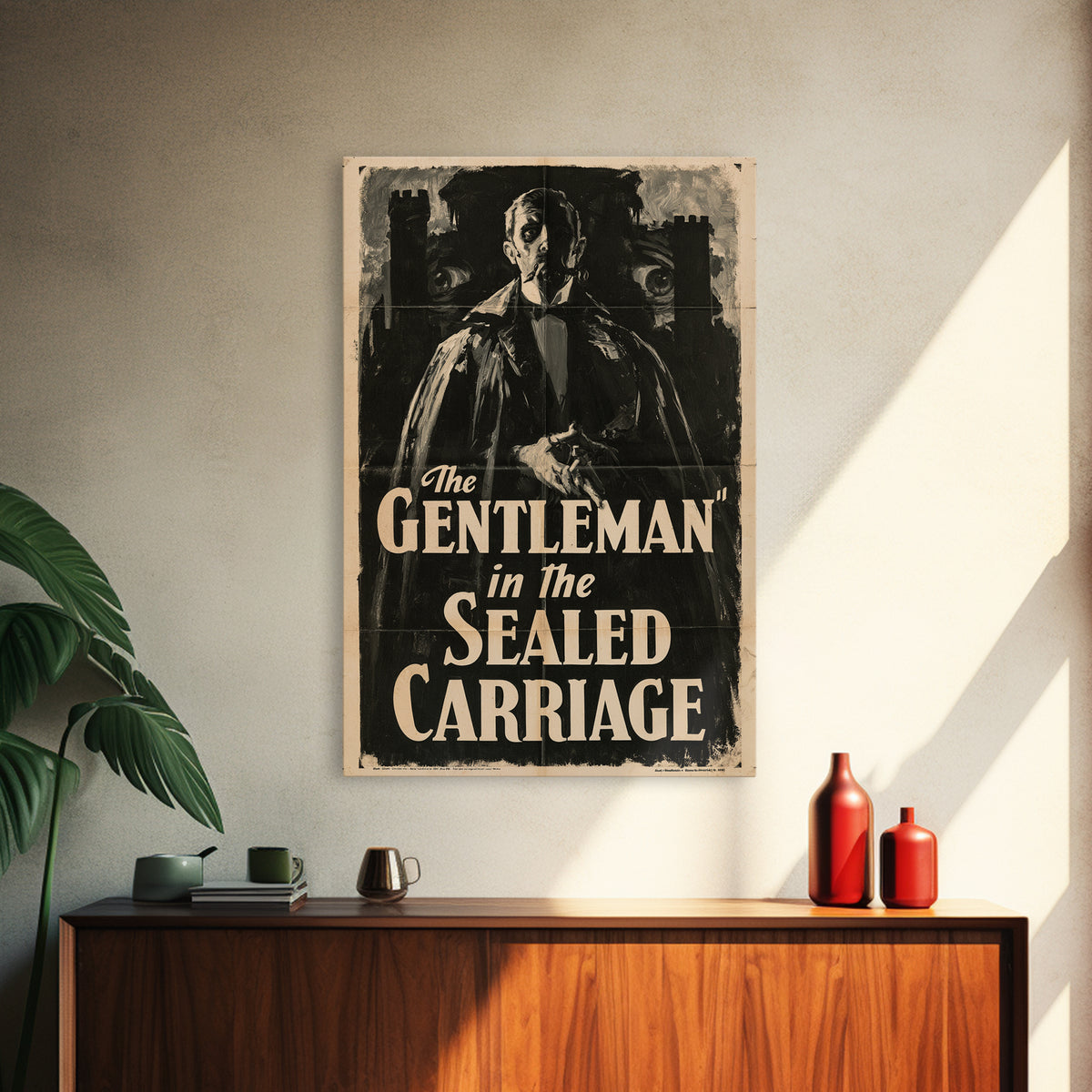 The Gentleman In The Sealed Carriage, English Language Horror Movie Poster, 1930s Horror Art, Gothic Cinema Wall Art, Canvas Print