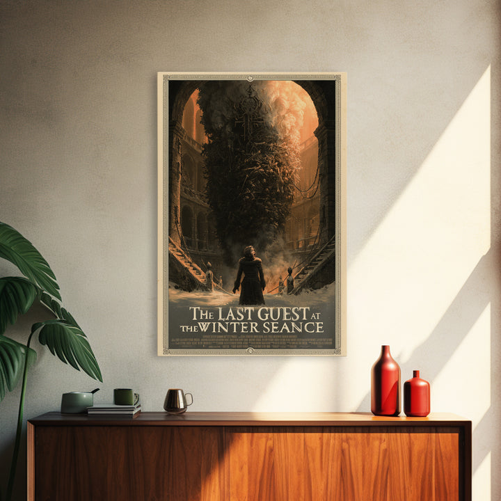 The Last Guest At The Winter Seance, English Language Horror Movie Poster, Architectural Etching Art, Gothic Cinema Wall Art