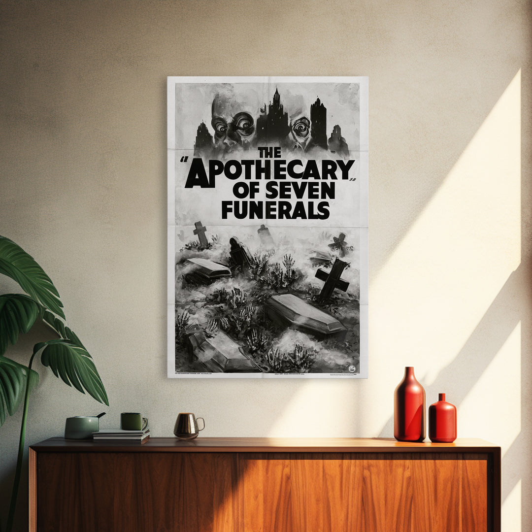 The Apothecary Of Seven Funerals, English Language Horror Movie Poster, 1930s Horror Art, Cult Horror Poster, Framed Canvas Print