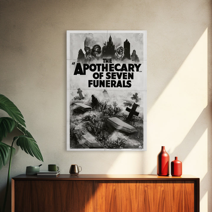 The Apothecary Of Seven Funerals, English Language Horror Movie Poster, 1930s Horror Art, Cult Horror Poster, Framed Canvas Print