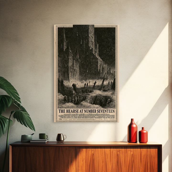 The Hearse At Number Seventeen, English Language Horror Movie Poster, Gothic Engraving Art, Retro Horror Movie Art, Canvas Print