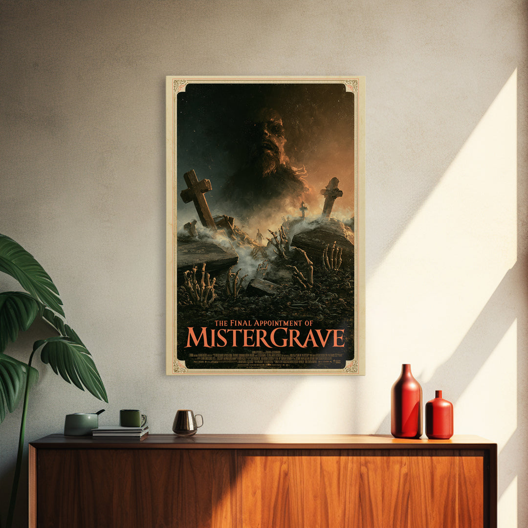 The Final Appointment Of Mister Grave, English Language Horror Movie Poster, Gothic Nightmare Art, Classic Monster Poster