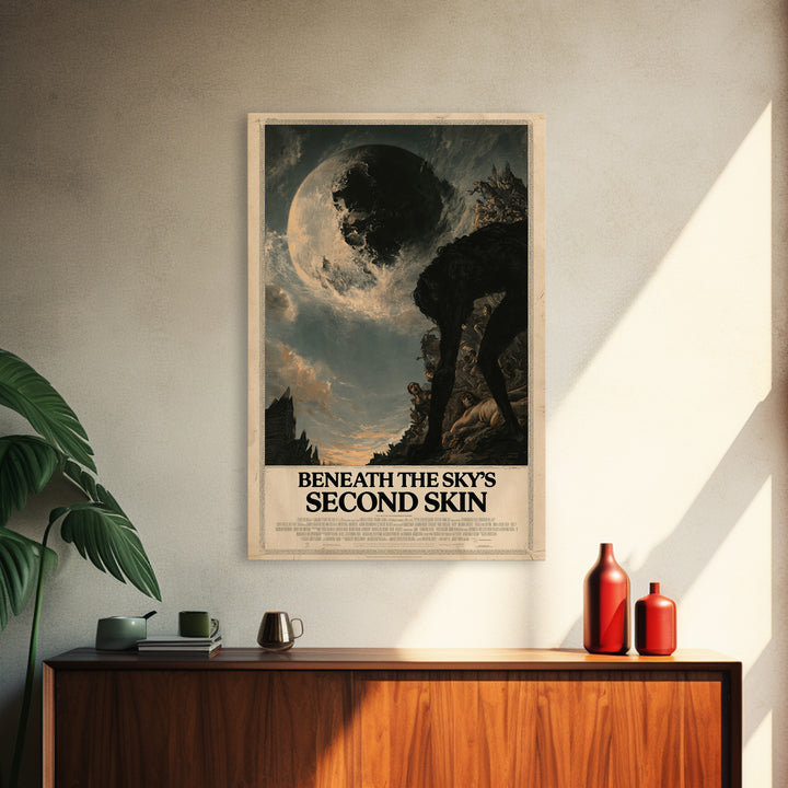 Beneath The Sky'S Second Skin, English Language Horror Movie Poster, Gothic Nightmare Art, Retro Horror Movie Art, Framed Canvas Print