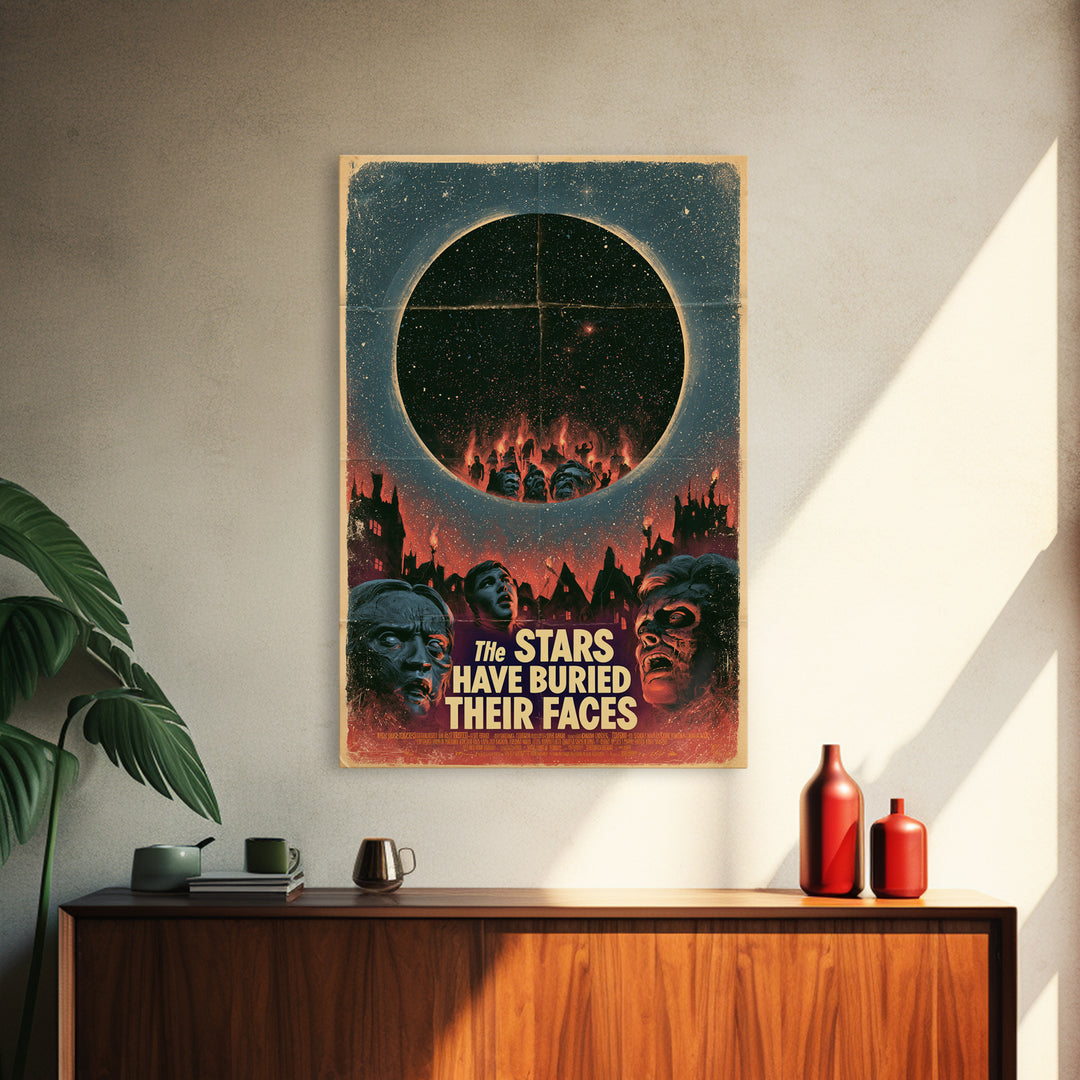 The Stars Have Buried Their Faces, English Language Horror Movie Poster, 1960s Horror Art, Classic Monster Poster, Framed Canvas Print