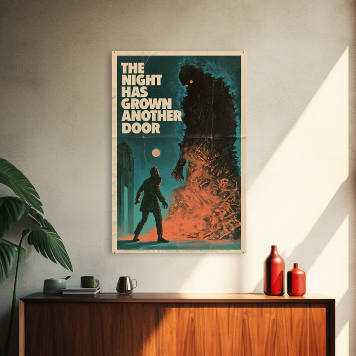 The Night Has Grown Another Door, English Language Horror Movie Poster, Giallo Horror Art, Cult Horror Poster, Framed Canvas Print