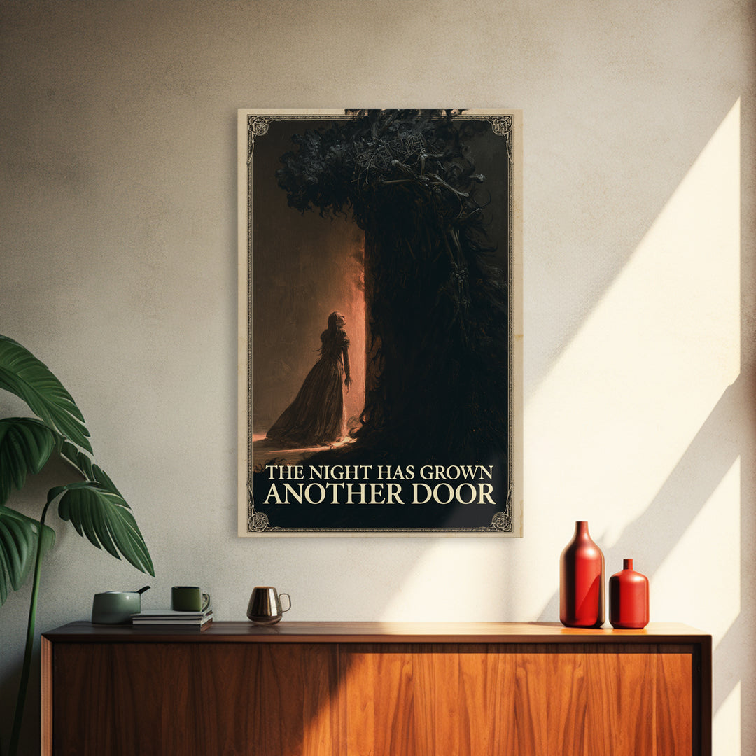 The Night Has Grown Another Door, English Language Horror Movie Poster, Gothic Nightmare Art, Cult Horror Poster, Framed Canvas Print